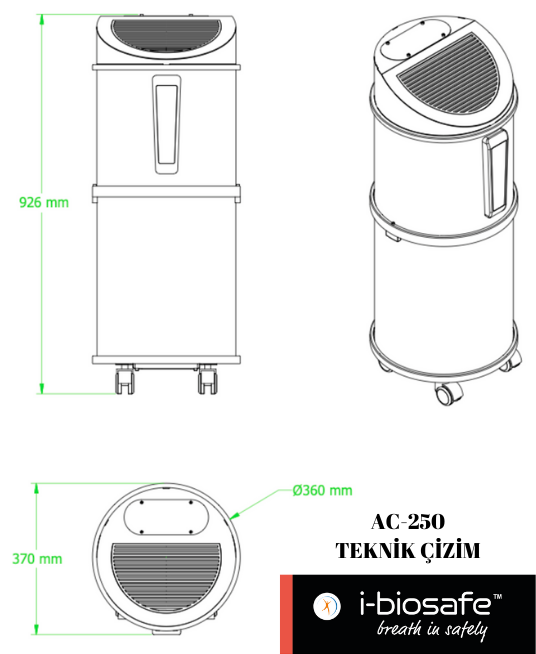 AC-250 HEPA Filtreli Taşınabilir Hava Temizleyici