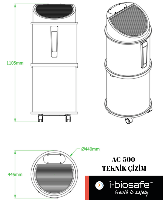 AC-500 HEPA Filtreli Taşınabilir Hava Temizleyici